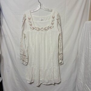 White Embroidered Boho Dress